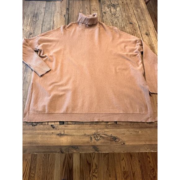 Boston Proper Size Small Tunic Sweater Tan Ribbed Turtleneck Capsule Minimalist - Picture 1 of 13